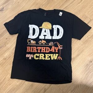 Black "Dad Birthday Crew" Construction Graphic Tee for Kids